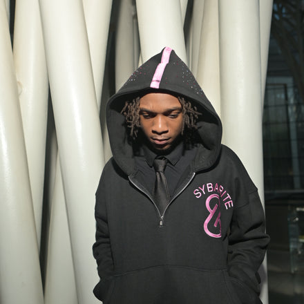 PINK ON BLACK HOODIE