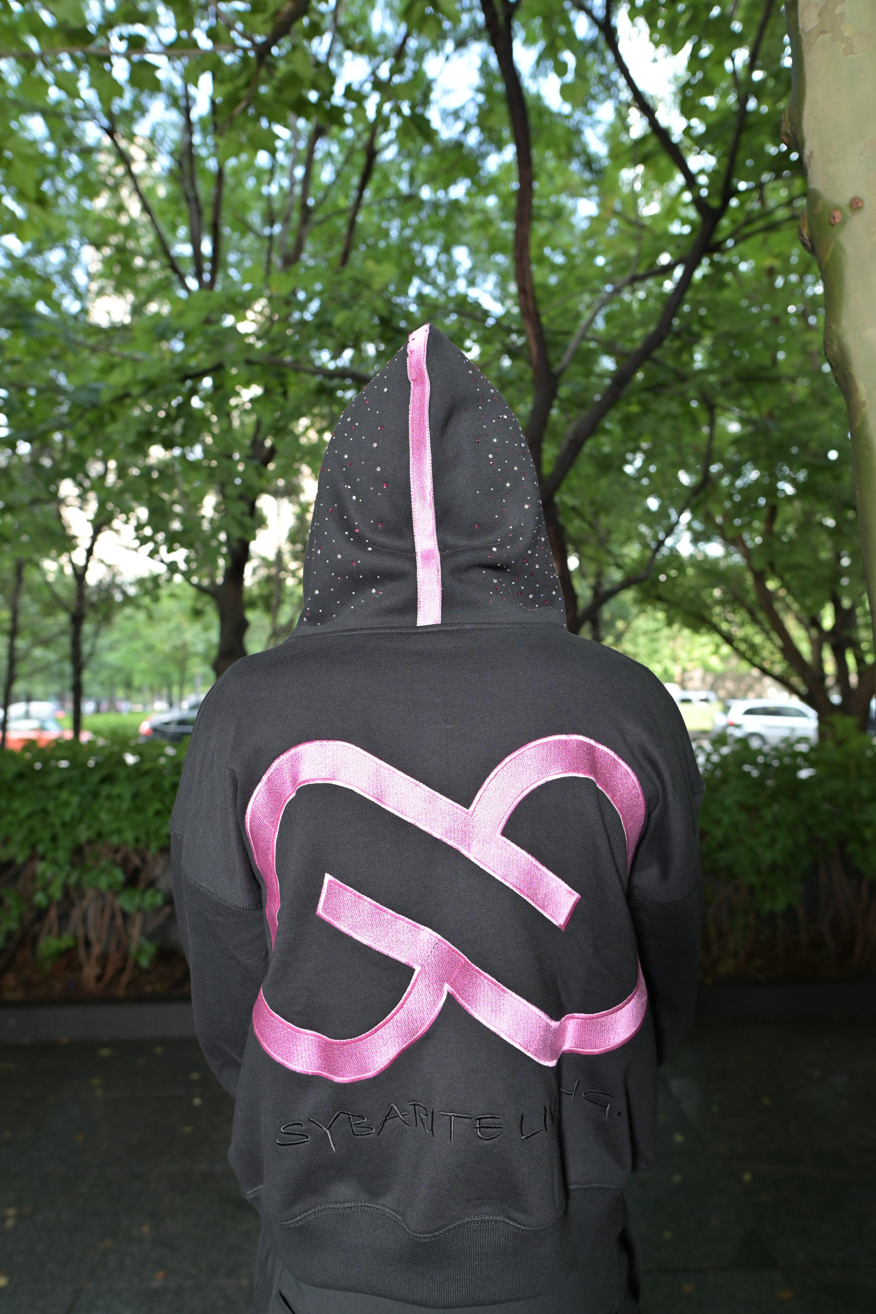 PINK ON BLACK HOODIE