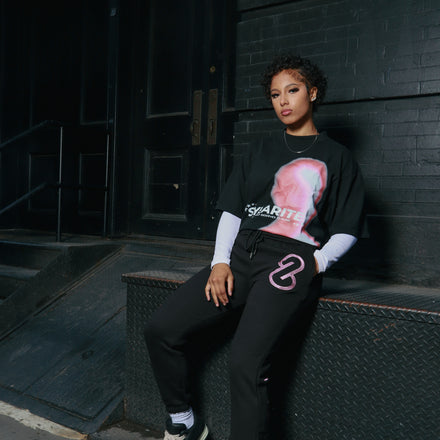 PINK ON BLACK SWEATPANTS